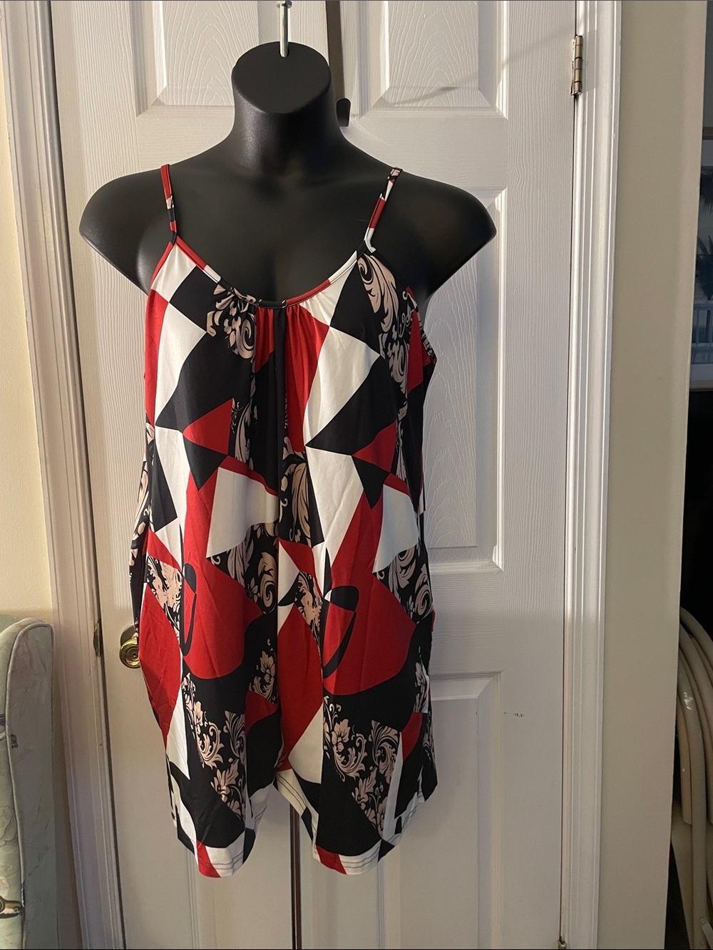 HARLEQUINN RED/BLACK SHORTS ROMPER WITH POCKETS 1X